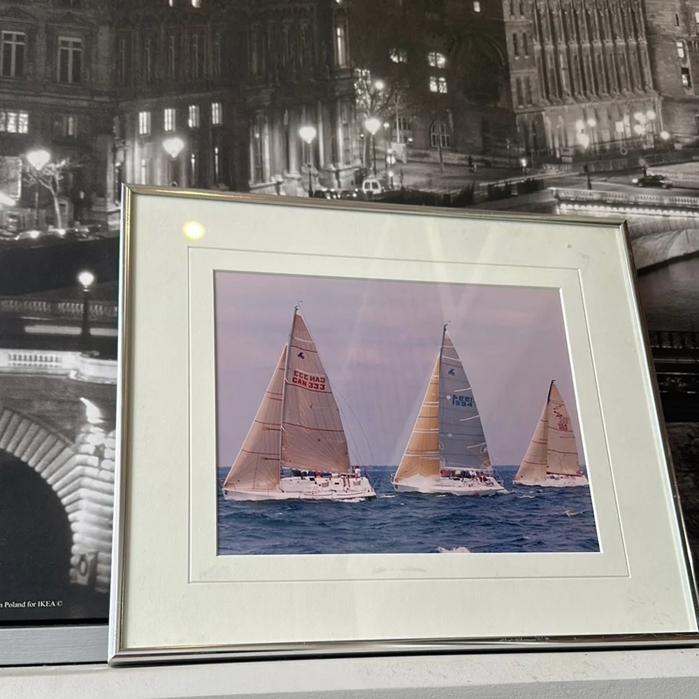 Vintage Photography Print Sailboat Art with Blue and Cream Tones - Picture 4 of 15